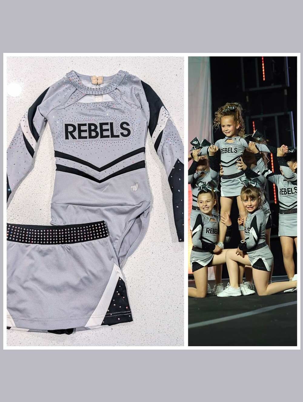 ATHLETE WORN Rebels Elite Real All Star Rebel YS Small Cheerleading Team UNIFORM